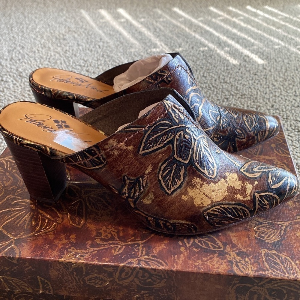 Patricia Nash Ruffina Heeled Mules Size 8.5 in EUC - Picture 4 of 11